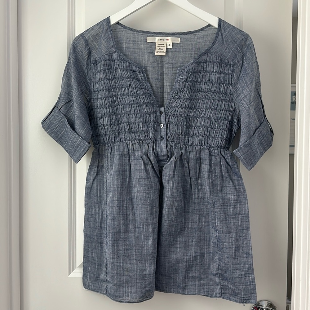 Light Blue Short Sleeved Blouse
